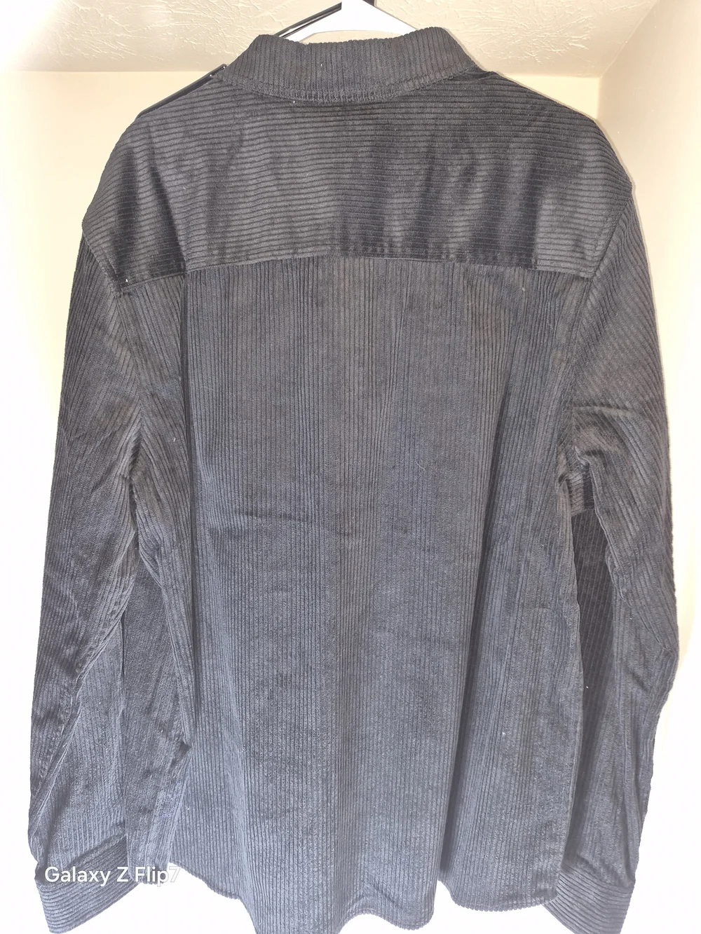 True Religion Men's Black Corded Corduroy Button-Front Shirt Jacket